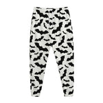 White And Black Halloween Bat Print Jogger Pants