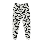 White And Black Halloween Bat Print Jogger Pants
