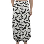 White And Black Halloween Bat Print Lantern Pants