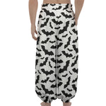 White And Black Halloween Bat Print Lantern Pants