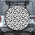White And Black Halloween Bat Print Leather Spare Tire Cover