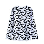 White And Black Halloween Bat Print Long Sleeve Short Coat