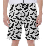 White And Black Halloween Bat Print Men's Beach Shorts
