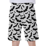 White And Black Halloween Bat Print Men's Beach Shorts