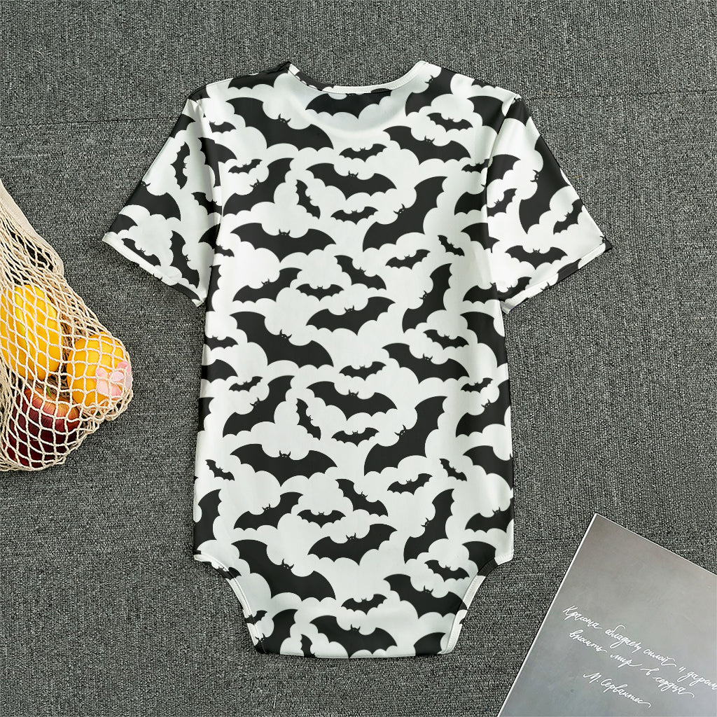 White And Black Halloween Bat Print Men's Bodysuit
