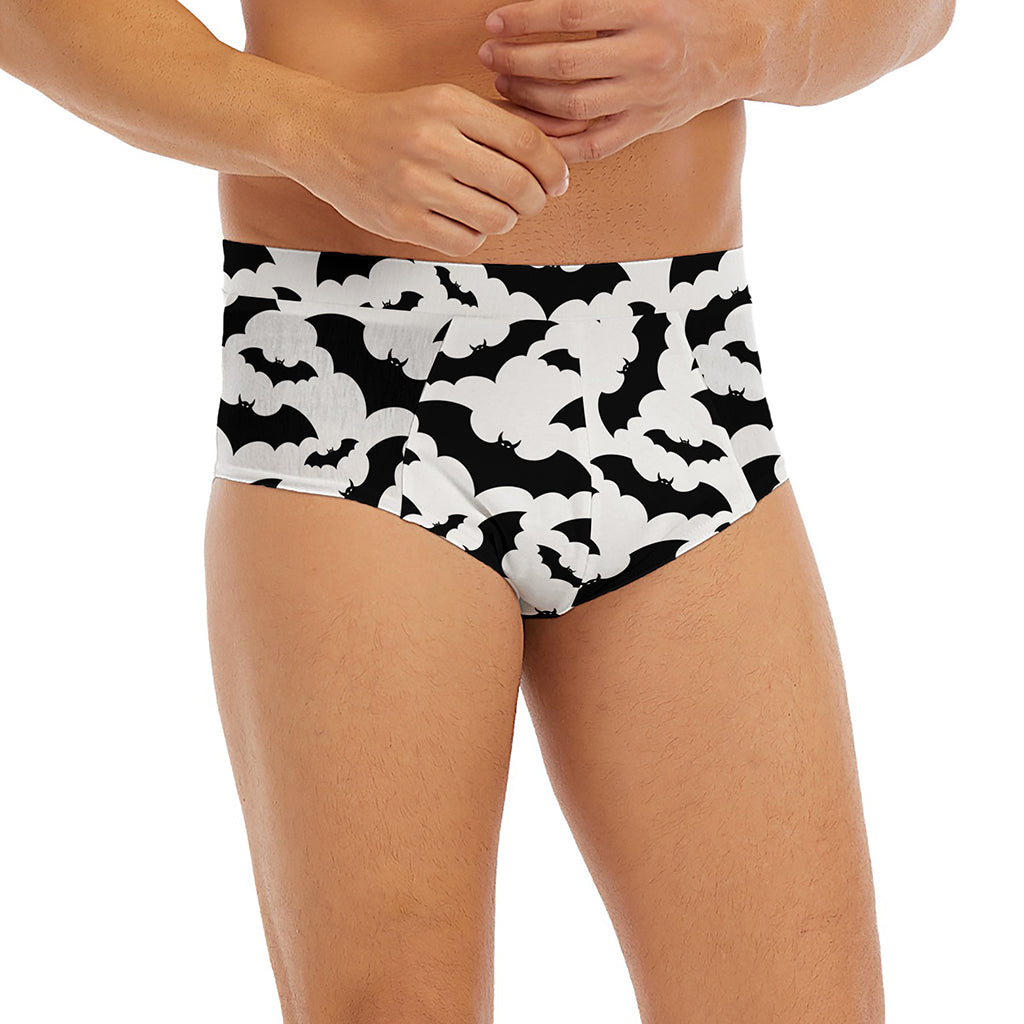 White And Black Halloween Bat Print Men's Briefs