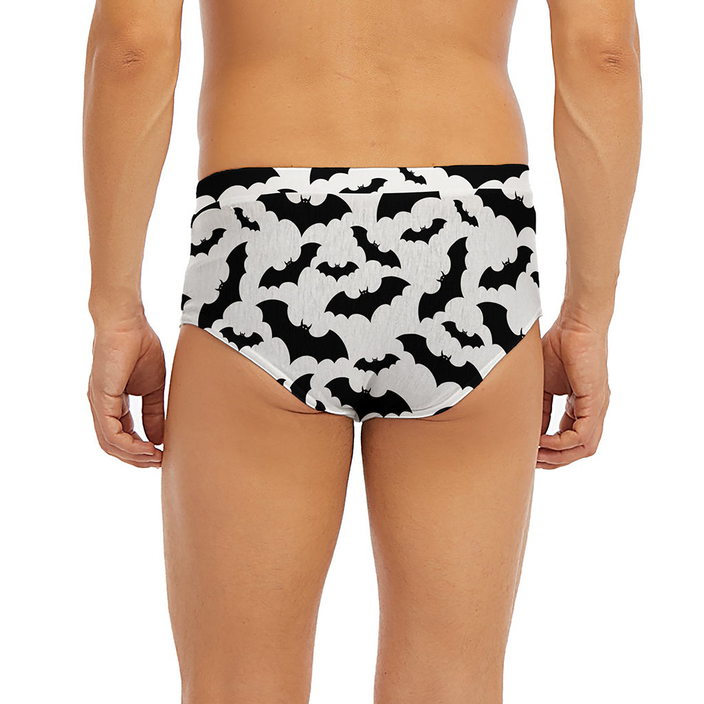 White And Black Halloween Bat Print Men's Briefs