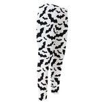 White And Black Halloween Bat Print Men's Compression Pants