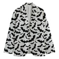 White And Black Halloween Bat Print Men's Cotton Blazer