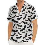 White And Black Halloween Bat Print Men's Deep V-Neck Shirt
