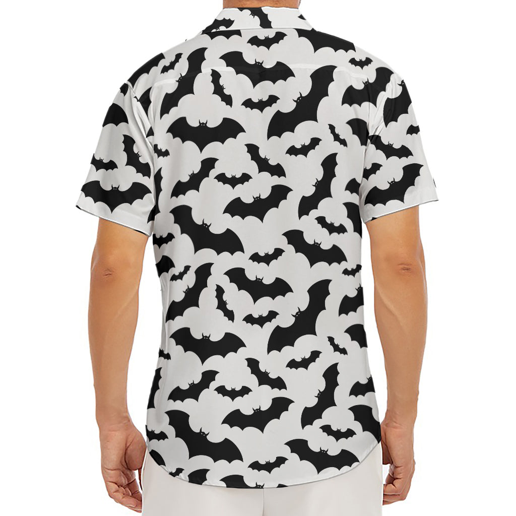 White And Black Halloween Bat Print Men's Deep V-Neck Shirt