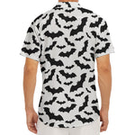 White And Black Halloween Bat Print Men's Deep V-Neck Shirt