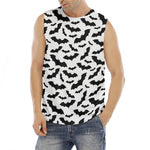 White And Black Halloween Bat Print Men's Fitness Tank Top