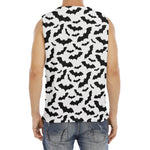 White And Black Halloween Bat Print Men's Fitness Tank Top