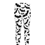 White And Black Halloween Bat Print Men's leggings