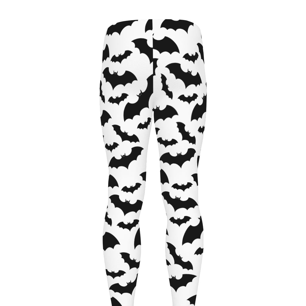 White And Black Halloween Bat Print Men's leggings