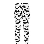 White And Black Halloween Bat Print Men's leggings