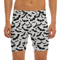 White And Black Halloween Bat Print Men's Long Boxer Briefs