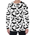 White And Black Halloween Bat Print Men's Long Sleeve T-Shirt