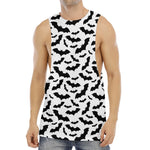 White And Black Halloween Bat Print Men's Muscle Tank Top