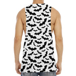 White And Black Halloween Bat Print Men's Muscle Tank Top
