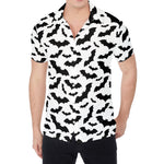 White And Black Halloween Bat Print Men's Shirt