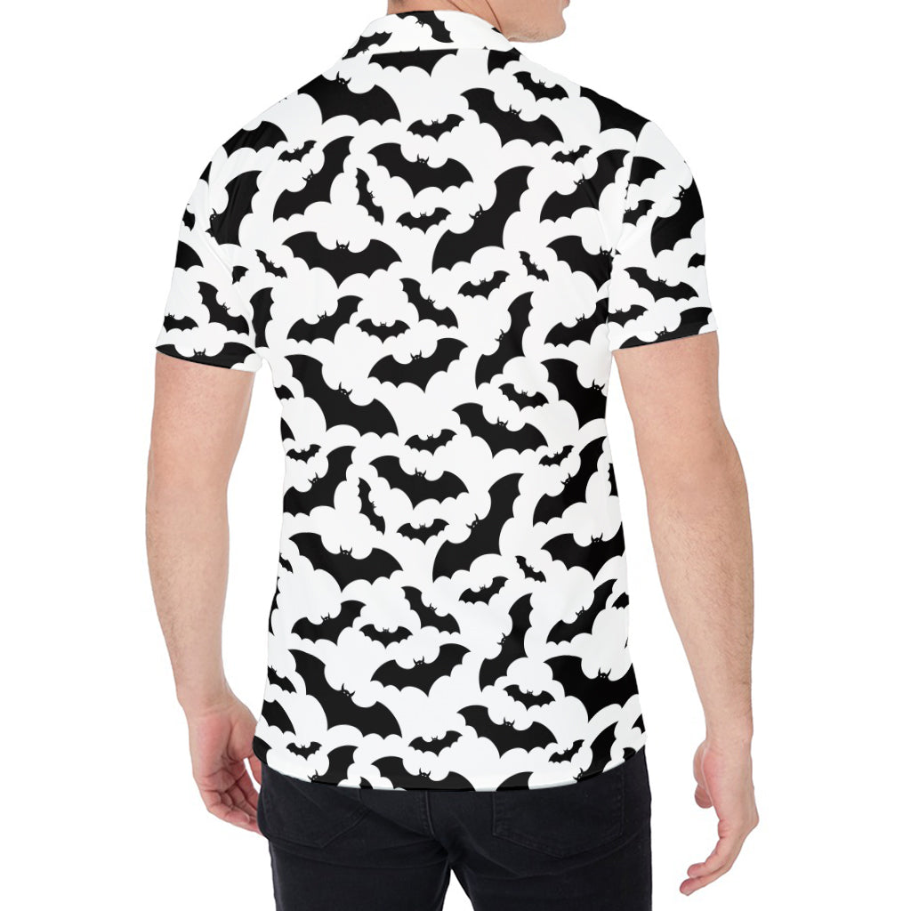White And Black Halloween Bat Print Men's Shirt