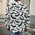 White And Black Halloween Bat Print Men's Shirt Jacket