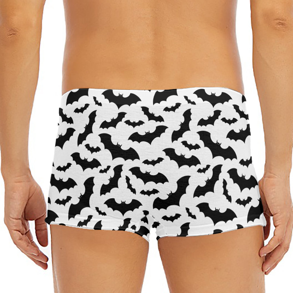 White And Black Halloween Bat Print Men's Short Boxer Briefs