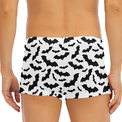 White And Black Halloween Bat Print Men's Short Boxer Briefs