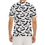 White And Black Halloween Bat Print Men's Short Sleeve Rash Guard