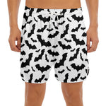 White And Black Halloween Bat Print Men's Split Running Shorts