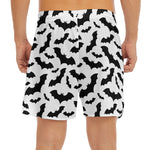 White And Black Halloween Bat Print Men's Split Running Shorts