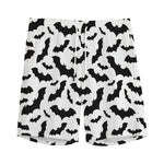 White And Black Halloween Bat Print Men's Sports Shorts