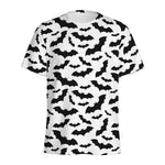White And Black Halloween Bat Print Men's Sports T-Shirt