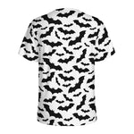 White And Black Halloween Bat Print Men's Sports T-Shirt
