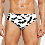 White And Black Halloween Bat Print Men's Swim Briefs
