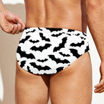 White And Black Halloween Bat Print Men's Swim Briefs