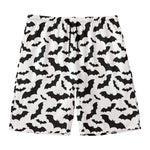 White And Black Halloween Bat Print Men's Swim Trunks