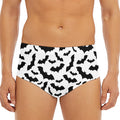 White And Black Halloween Bat Print Men's Triangle Swim Briefs