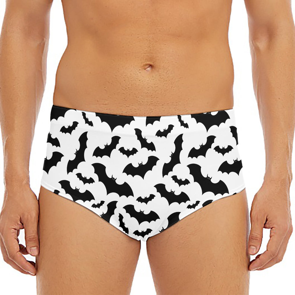 White And Black Halloween Bat Print Men's Triangle Swim Briefs