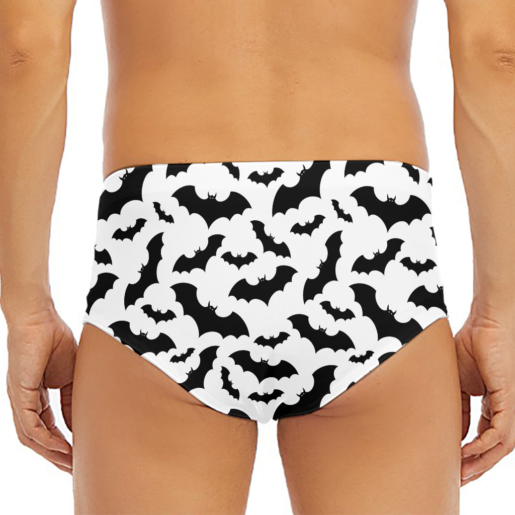 White And Black Halloween Bat Print Men's Triangle Swim Briefs