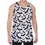 White And Black Halloween Bat Print Men's Velvet Tank Top
