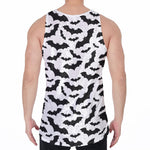 White And Black Halloween Bat Print Men's Velvet Tank Top