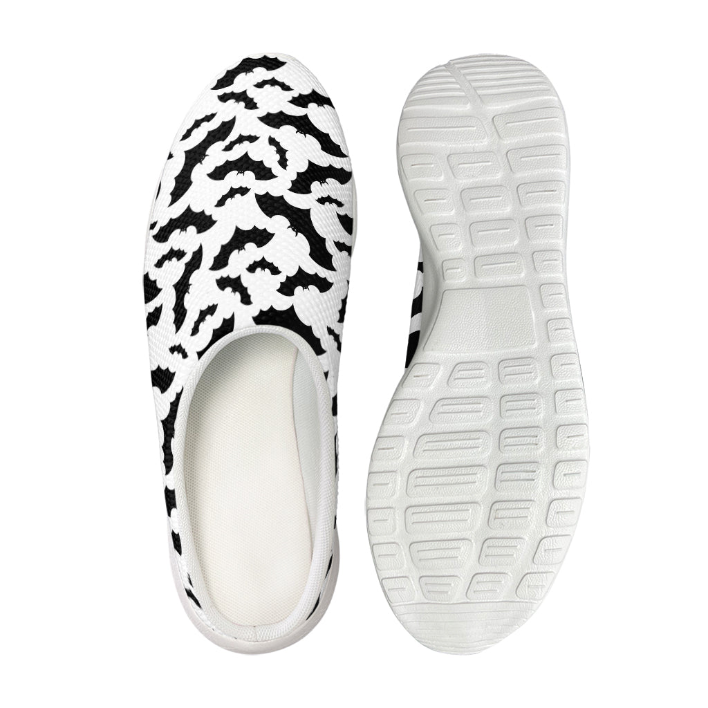 White And Black Halloween Bat Print Mesh Casual Shoes