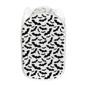 White And Black Halloween Bat Print Mesh Laundry Hamper