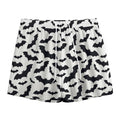 White And Black Halloween Bat Print Mesh Shorts