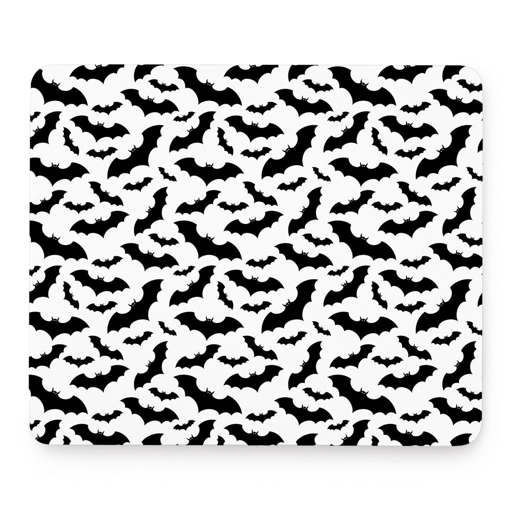 White And Black Halloween Bat Print Mouse Pad