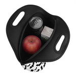 White And Black Halloween Bat Print Neoprene Lunch Bag