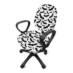 White And Black Halloween Bat Print Office Chair Cover